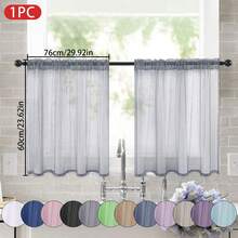 1pc Solid Color Sheer Curtain, Transparent Half Window Curtain, Filtering Sunshade Curtain With Rod Pocket, Suitable For Kitchen, Bathroom, Cafe Decoration, 100% Polyester Fabric Lightweight Transparent Voile, Suitable For Daily And Home Scenes - Multicolor - View 47