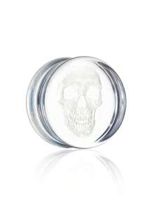 1 对时尚朋克风格穿孔宝石，激光雕刻骷髅玻璃耳塞，男女通用身体珠宝塞，适合日常和派对佩戴