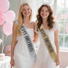 1set Happy Birthday Sash Ribbon And Headband For Women And Men,Birthday Decorations Sash,Birthday Sash Gift For Any Age Birthday Party Decor - Multicolor - View 11