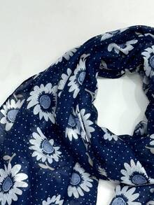 优雅简约丝巾，时尚女士真丝围巾，色彩鲜艳的印花大披肩，波西米亚风沙滩披肩，春夏棉麻质感披肩 - 彩色 - 查看 4