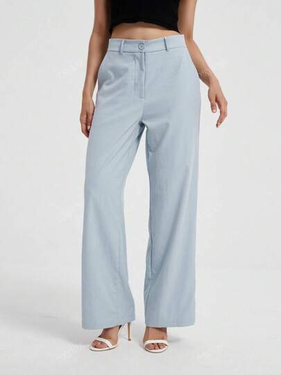 Women Casual High Waist Straight Leg Relaxed Fit Loose Trousers, Suitable For Business Casual, Lazy, Daily Commute