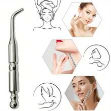 不锈钢双头面部反射疗法工具面部按摩器手动按摩笔深层组织按摩器工具全身放松 - 銀色 - 查看 6