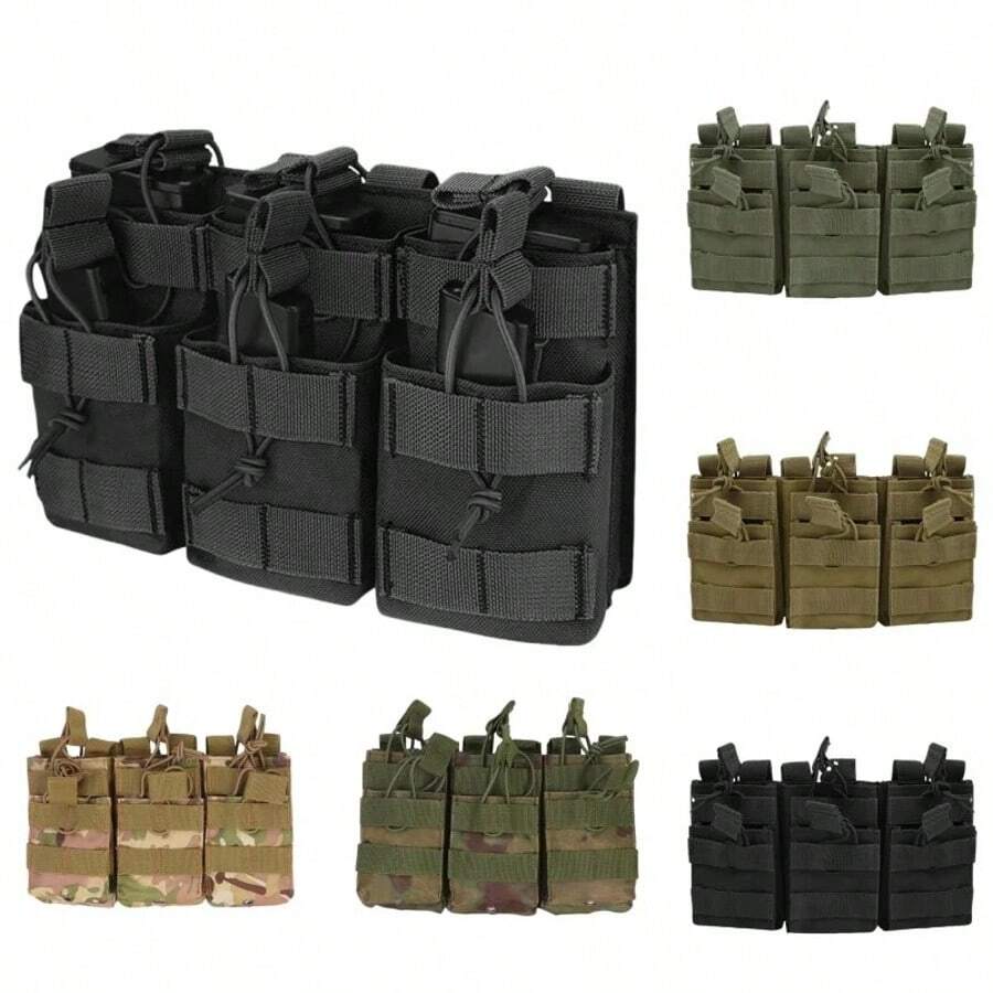 通用三重弹匣袋 - 双层 Molle 兼容弹药架，适用于 M4/M16、M14、AK、AR 平台 - 彩色 - 查看 1