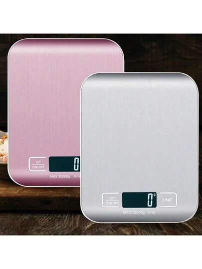 Balanza de cocina digital, báscula de alimentos de alta precisión con plataforma de acero inoxidable, capacidad de 10kg, función de tara, conversión de unidades, para cocinar y hornear, pilas AAA no incluidas