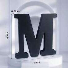 Local Delivery-- 4 Inch Black Wood Letters Unfinished Wood Letters For Halloween Decorative Standing Letters Slices Sign Board Decoration For Craft Home Party Projects (A) - M - View 2