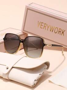 Verywork Verywork 1pc Square Classic New Vintage Ins Style Luxury Superior Quality Brand Design Women Fashion Eyeglasses Driving Shopping Golf Outdoor Travel Vacation Outfits Fashion Accessories For Summer Beach Vacation,Outdoor,Travel Shades Temple Decoration Elegant Style Oversized Square Frame