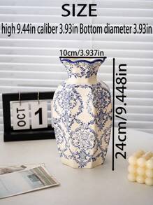 Cabin Kangaroo 1 pieza Nuevo jarrón de porcelana china de estilo azul y blanco, nueva decoración del hogar clásica, jarrón de flores para sala de estar, ornamentos de entrada, jarrón de flores de peonía vintage para decoración de habitación, jarrón de vidrio