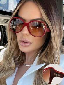 1 PC Women's Oval Frame Surround Diamond Inlaid Black Fashion Glasses For Everyday Life Clothing Accessories And Beach Vacations For Summer Beach Vacation,Outdoor,Travel - 彩色 - 查看 7