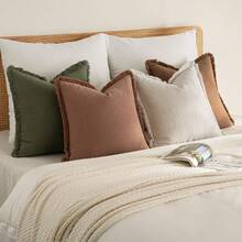 4pcs (Without Pillow Core) 4-Color Combination, Tassel Throw Pillow Cover For Sofa, Bedding, Decorative Cushion Cover. Vintage Farmhouse Style, Washed Fabric, Soft And Comfortable With Tassel Trim Around The Edge, Home Textile Decor