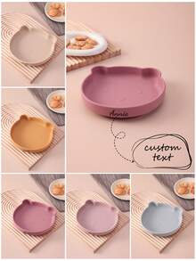 1PC Personalized Customization Name Silicone Baby Dishes Cartoon Bear Shape Baby Plates Suction Dining Plate Custom Kids Tablewarebaby Shower Family Decorations Giftswinter Eve Gifts Back To School Winter Gift Ideas Boy Girl Valentine's Day Multi-Functional,Ornamental,Letter Exquisite,Stylish,Baby Fashion,Soft Squishy,Colorful,Cute Kawaii Adorable Unique,Customized Treasurefinds,Baby Gifts,Cutebaby For Children's Day - Multicolor - View 2