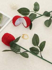 1pc - Elegant Romantic Rose Ring Box - Suitable For Romantic Jewelry Packaging For Proposals And Weddings, Perfect For Ring Embellishment, Proposal Accessories, Rose Shaped Design, Easy To Hide Other Surprises
