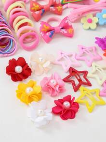 869pcs Set Girls Multi-Color Faux Pearl Flower, Bowknot, Watermelon, Rainbow, Starfish, Pentagram, Small Flower Hair Clips, Hair Ties, Hair Pins Hair Accessories Combo Set, Everyday Use & Gift, Hair Accessories, Summer, Claw Clips, Gifts, Bows, Cute, Classy, Best Friend Gifts, Hair Bands - 彩色 - 查看 4