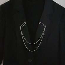 1 pieza Broche de alfileres de accesorio con estilo vintage, personalizado, de múltiples capas de cadena con flecos, estilo punk, adecuado para uso diario