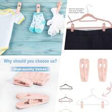 10pcs Flocked Clothes Hanger Clips, Multi-Function Plastic Anti-Wind Clothespins, Non-Slip Laundry Clips, Home Supplies - Pink - View 1