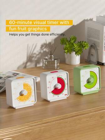 60 Minute Visual Timer For Kids, Countdown Timer For Classroom & Kitchen, Desk Timer For Study, Time Manager Tool For Kids With Fruit Pattern