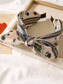 Diadema con lazo estilo europeo y americano para mujeres, turbante retro ancho con orejas de conejo, accesorios para el cabello, aro para el cabello, tocado