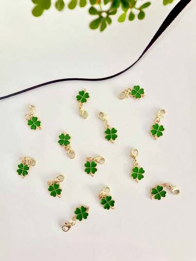 10 buc breloc cu trifoi cu patru foi, noroc, breloc cu trifoi norocos, cadou de Ziua Sf. Patrick, cadoul perfect pentru ceremonii de absolvire, nunți, ceremonii și decorațiuni de ambalare, accesorii auto, breloc pentru geantă, școală, drăguț Goth Y2K