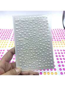 1 Sheet 325pcs White Faux Pearl & Rhinestone Stickers, ABS Plastic Material - 3D Stickers, Suitable For Makeup, Hairstyle, Face, Nails, Decoration Or Gifts, School Supplies, Back To School Season, Etc.