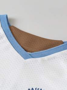 mini bala 男童学院风网眼套装 - 柔软速干衬衫 + 短裤，透气夏季服装 - 咖啡 - 查看 6