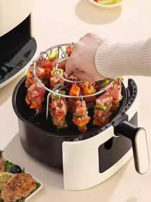 1 Set aus Edelstahl Grill + Barbecue Grill, Barbecue Set, Heißluftfritteuse, Ofen, Grill, Barbecue Grill, Küchenutensilien, Kochen, geeignet für Fleisch, Fisch, Gemüse, Obst, Feiertagsfeste, Party Geschenke, wiederverwendbare Edelstahl Barbecue Spieße und Grill