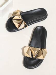 Sandali estivi da donna, stile vacanziero minimalista, decorati con fibbia metallica a triangolo, sandali con zeppa platform in stile fatato, adatti per passeggiate all'aperto e spiaggia