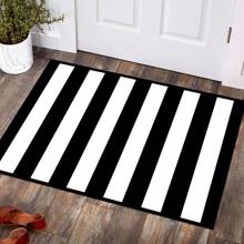 1/2 Set Modern Minimalist Black And White Striped Carpet, Living Room Carpet, Outdoor Carpet, Decorative Carpet, Hallway Carpet, Easy-To-Clean Carpet, Ideal For Bedrooms, Kitchens, And Entryways.