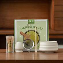 5pcs Japanese Matcha Set, Including Matcha Bowl With Spout, Matcha Whisk And Holder, Bamboo Matcha Scoop And Stainless Steel Sifter - Matte Finish Matcha Kit, Suitable For Matcha Enthusiasts Back To School