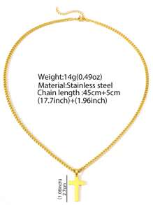 1pc Stainless Steel Men's Gift Cross Pendant Necklace With Matte Chain, Suitable For Daily Wear, Jewelry Gift