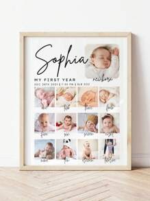 Personalized Baby's First Year Poster Template, Modern 1st Birthday Photo Collage Sign, Editable Year In Pictures Board, Instant Download,Baby Shower Party Decoration, Baby Room Decoration Back To School