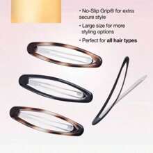 Large Oval Snap Clips With No-Slip Grip For All Hair Types, Tortoise Color, Set Of 4, Perfect For School, Work, Or Everyday Styling