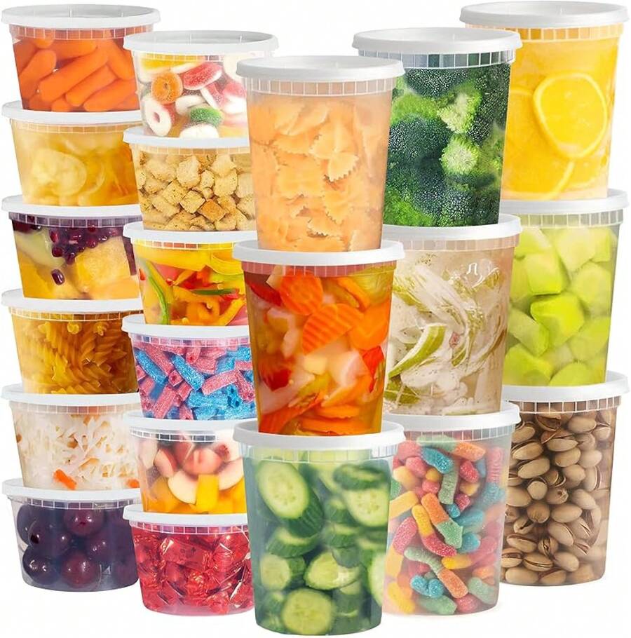 TashiBox - Set Of 40 Plastic Containers With Airtight Lids, Food Storage Containers, , Slime, Soup, Meal Prep Containers, , Stackable - 16oz-24sets+32oz-24sets+54lids - View 1