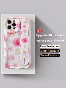 1 pieza Funda de teléfono con protección contra caídas de flores de moda con soporte, compatible con Apple y series - Multicolor - Ver 6