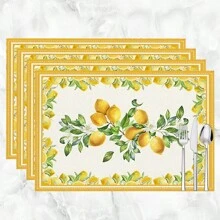 1pc/4pcs/6pcs Vintage Country Style Pattern Printed Linen Placemats, Suitable For Dining Table, All Season Home Decor, Modern Washable Tabletop Mats, Room Decoration, Placemats, Coasters, Kitchen Dining Mats, Party Supplies, Ideal Gift