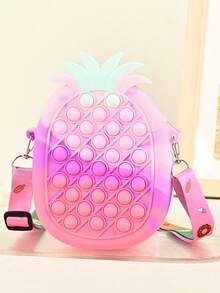 1pc New Pineapple Shaped Silicone Zipper Closure Stress Relief Pouch, Crossbody Bag & Coin Purse, Suitable For Birthday Gift & Commuting - A - View 10