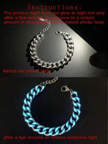 1pc Fashionable And Popular Men Luminous Men's Stainless Steel Charm Bracelet Glow In The Dark Minimalist Decoration Hip-Hop Style Birth Year For Jewelry Gift And For A Stylish Look