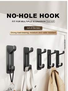 5pcs/10pcs ABS Non-Drilling Hooks, Strong Adhesive Bathrobe And Towel Hooks, Wall Key Hangers, Bathroom And Kitchen Accessory Racks, Coat Hangers, Anti-Rust Shower Door Hangers, Strong Nail-Free Small Hooks, Organizer