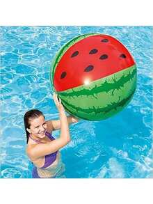 1 PVC Inflatable Beach Ball, Watermelon Pattern, 29 Inches, Foldable, Outdoor Use, No Need For Electricity, Suitable For Beaches, Swimming Pools, Outdoor Activities, Mother's Day, Summer Parties, Carnival Parties, Ideal Gift, Creative Small Gift - Green - View 2