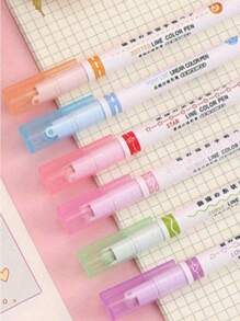 6 Sets Curve Design Markers, Lace Pens, Wavy Line Highlighters, DIY Outline Pens, Suitable For Handbook Design, Note-Taking, Drawing, And Professional Highlighting. Applicable For Office, School, Personal Planners, Creative Workshops, And Art Projects. Functional Writing Instruments For Diverse Users, Including Educators, Students, And Professionals.