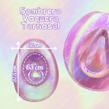 Sombrero Vaquero Tornasol Neón Texano Fiesta Cowboy - Rosa - Ver 4