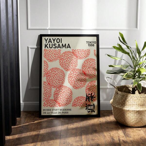 1pc, Wall Arts, Vintage Posters, Yayoi Kusama Art Prints, Yayoi Kusama Art Paintings, Red Flower Posters, Exhibition Posters, Japanese Art, Home Decor, Japanese Decor, Modern Art, Living Room Decor, Bedroom Decor Aesthetic, Housewarming Gift, Unframed