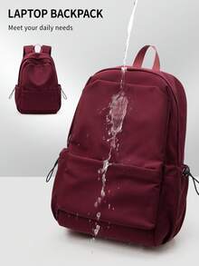 大容量防水背包，轻便休闲日用背包，女士学院风笔记本电脑背包，防水旅行背包，适合高中、初中、小学生、青少年、女性、大学生、教师、上班族——返校、开学第一天、初中、高中、大学的理想之选 - 酒紅色 - 查看 9
