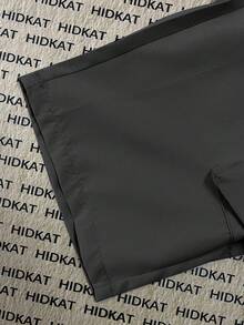 男士轻便工装七分短裤，抽绳腰带，大口袋，字母贴片，时尚休闲运动裤，适合日常穿着和户外活动，黑色夏季款 - 黑色 - 查看 8