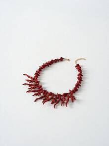 Tropiscape A Fashionable And Creative Ankola Red Coral Beaded Necklace Holiday Style Ladies Beach Vacation Daily Party New Versatile Year Jewelry Necklace Beach Autumn Winter Gifts - Red - View 4