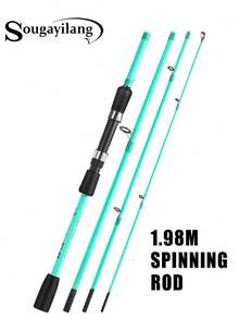 SOUGAYILANG Fishing Rod 1.8m/1.98m/2.1m 4 Sections Spinning Fishing Rod Ultralight Carbon Fiber 4-10LB Fishing Pole ABS Reel Seat And Comfortable Eva Handle Fishing