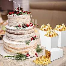 10 件白色爆米花盒、迷你纸质爆米花容器、派对和节日用纸板爆米花架