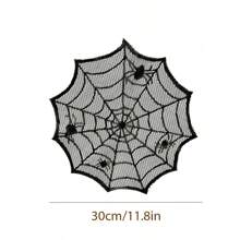 1pc European And American Style Black Lace Combination, Halloween Table Flag Halloween Spider Web Tablecloth, Ghost Festival Decoration Cloth, Holiday Table Decoration Cloth, Halloween Round Placemat Black Lace Placemat Halloween Placemat Table Decoration Napkin Cloth