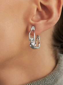 2pcs Women Fashion Unique Body Shape Stud Earrings, Luxury Versatile Hypoallergenic Earrings For Party & Daily Wear, Jewelry Gift