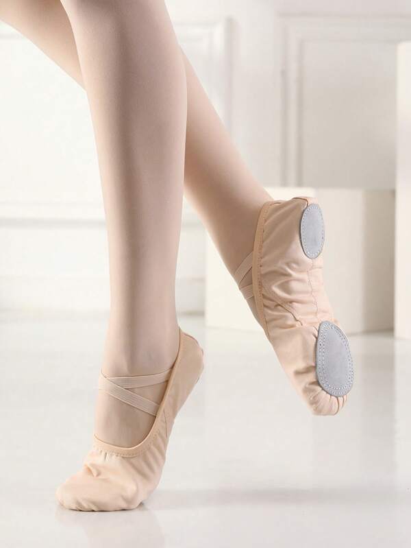 Chaussures de ballet à semelle souple pour l'intérieur, chaussures de danse, chaussures de yoga, chaussures d'entraînement, chaussons à semelle plate, ouverture élastique sans design de laçage