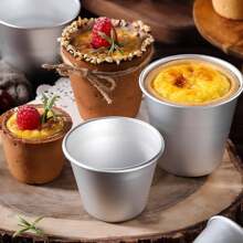 1/3/5 PCS Aluminum Baking Cups, Small Round Baking Molds, Nonstick Mini Pudding Molds - Round Baking Cups For Desserts, Tarts, And Eggs For Ovens, Used For Making Round Pudding Cake Cups, Round Pudding Cake Cups, Jelly Molds