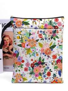 1 Pc Book Sleeve For Book Lovers With Zipper Protector Paperback Cover,Book Cover Gifts,Wildflowers Pattern Book Pouch Gifts For Women Birthday Graduation Gifts,Back To School,School Supplies
